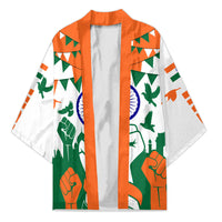 India Patriotic Freedom Kimono Flag Colors Raised Fist Typography Graphic