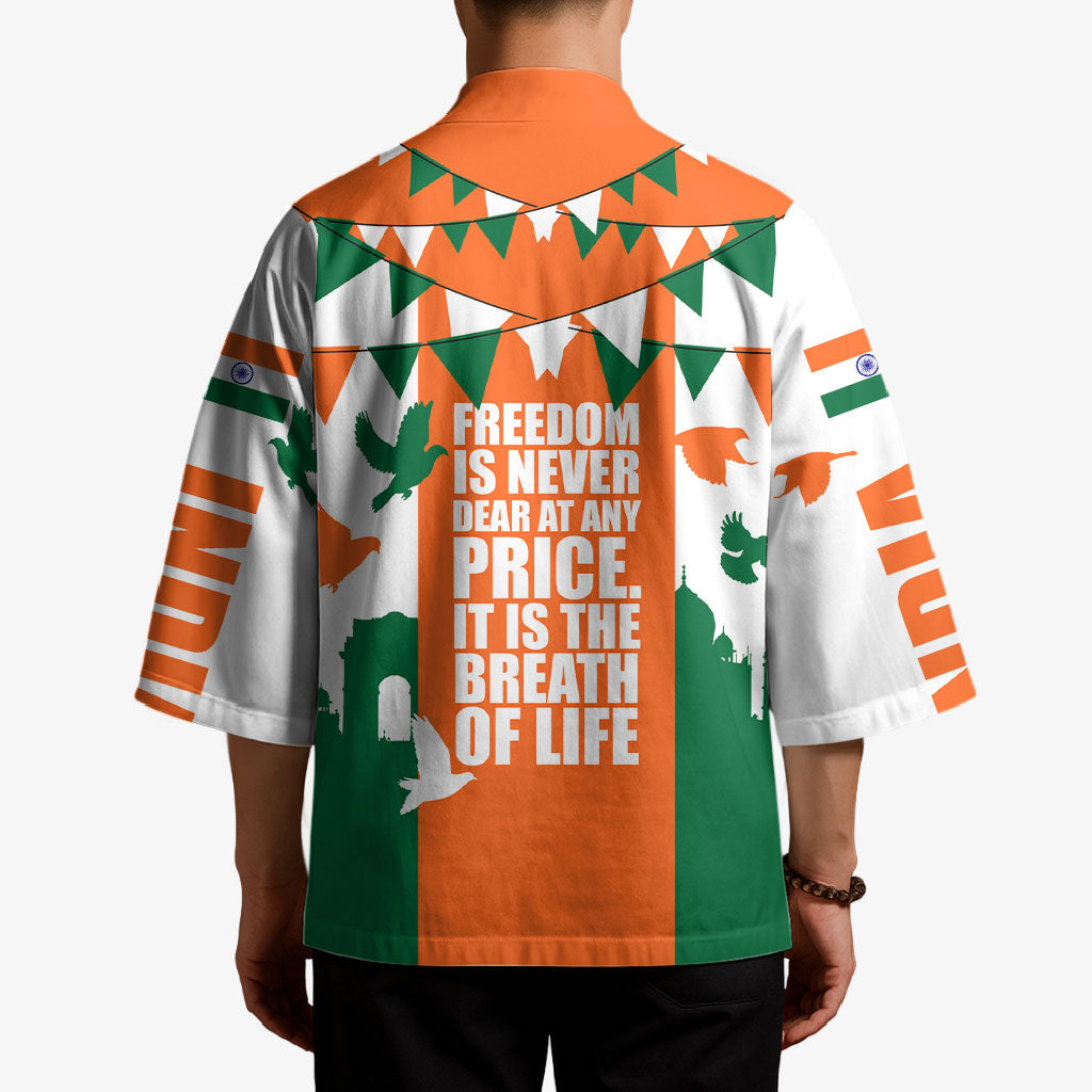 India Patriotic Freedom Kimono Flag Colors Raised Fist Typography Graphic