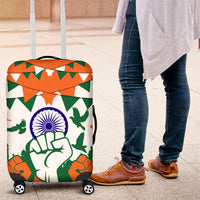 India Patriotic Freedom Luggage Cover Flag Colors Raised Fist Typography Graphic