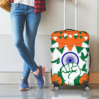India Patriotic Freedom Luggage Cover Flag Colors Raised Fist Typography Graphic