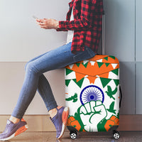 India Patriotic Freedom Luggage Cover Flag Colors Raised Fist Typography Graphic