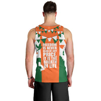 India Patriotic Freedom Men Tank Top Flag Colors Raised Fist Typography Graphic