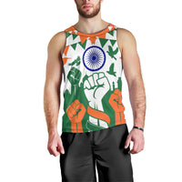 India Patriotic Freedom Men Tank Top Flag Colors Raised Fist Typography Graphic
