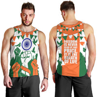 India Patriotic Freedom Men Tank Top Flag Colors Raised Fist Typography Graphic