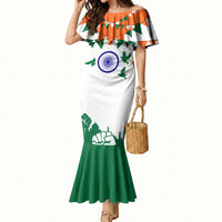 India Patriotic Freedom Mermaid Dress Flag Colors Raised Fist Typography Graphic