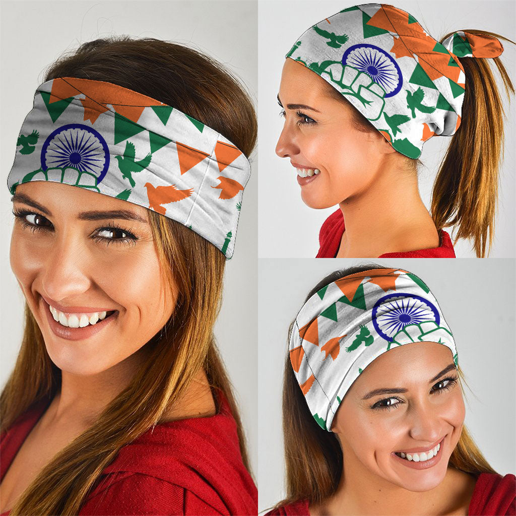India Patriotic Freedom Neck Gaiter Flag Colors Raised Fist Typography Graphic