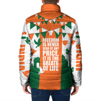 India Patriotic Freedom Padded Jacket Flag Colors Raised Fist Typography Graphic