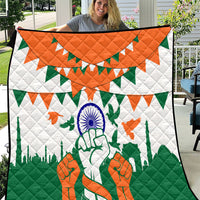 India Patriotic Freedom Quilt Flag Colors Raised Fist Typography Graphic