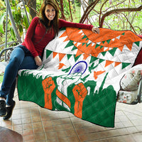 India Patriotic Freedom Quilt Flag Colors Raised Fist Typography Graphic