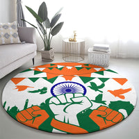 India Patriotic Freedom Round Carpet Flag Colors Raised Fist Typography Graphic