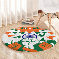 India Patriotic Freedom Round Carpet Flag Colors Raised Fist Typography Graphic
