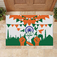 India Patriotic Freedom Rubber Doormat Flag Colors Raised Fist Typography Graphic