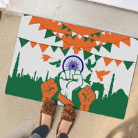 India Patriotic Freedom Rubber Doormat Flag Colors Raised Fist Typography Graphic