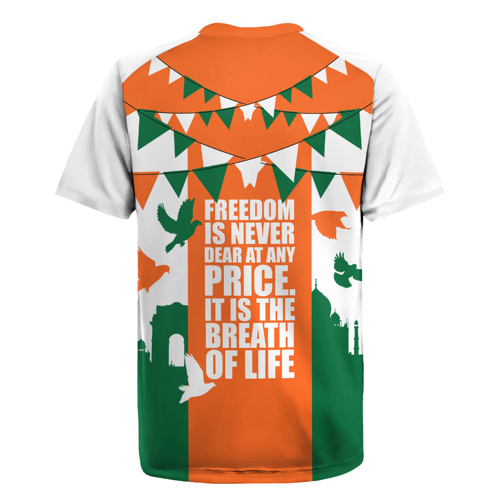 India Patriotic Freedom Rugby Jersey Flag Colors Raised Fist Typography Graphic