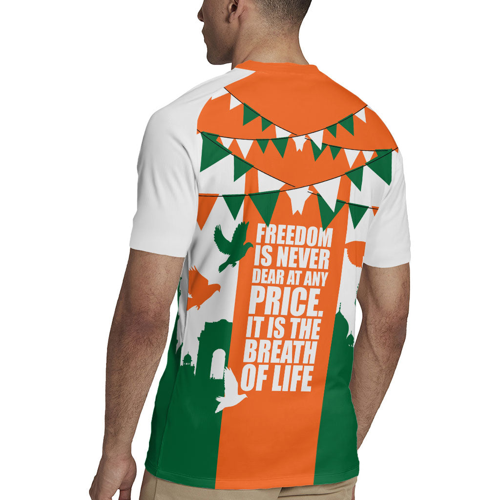 India Patriotic Freedom Rugby Jersey Flag Colors Raised Fist Typography Graphic