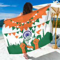 India Patriotic Freedom Sarong Flag Colors Raised Fist Typography Graphic