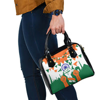 India Patriotic Freedom Shoulder Handbag Flag Colors Raised Fist Typography Graphic