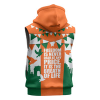 India Patriotic Freedom Sleeveless Hoodie Flag Colors Raised Fist Typography Graphic
