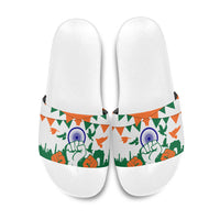 India Patriotic Freedom Slide Sandals Flag Colors Raised Fist Typography Graphic