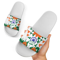 India Patriotic Freedom Slide Sandals Flag Colors Raised Fist Typography Graphic
