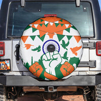 India Patriotic Freedom Spare Tire Cover Flag Colors Raised Fist Typography Graphic