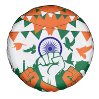 India Patriotic Freedom Spare Tire Cover Flag Colors Raised Fist Typography Graphic