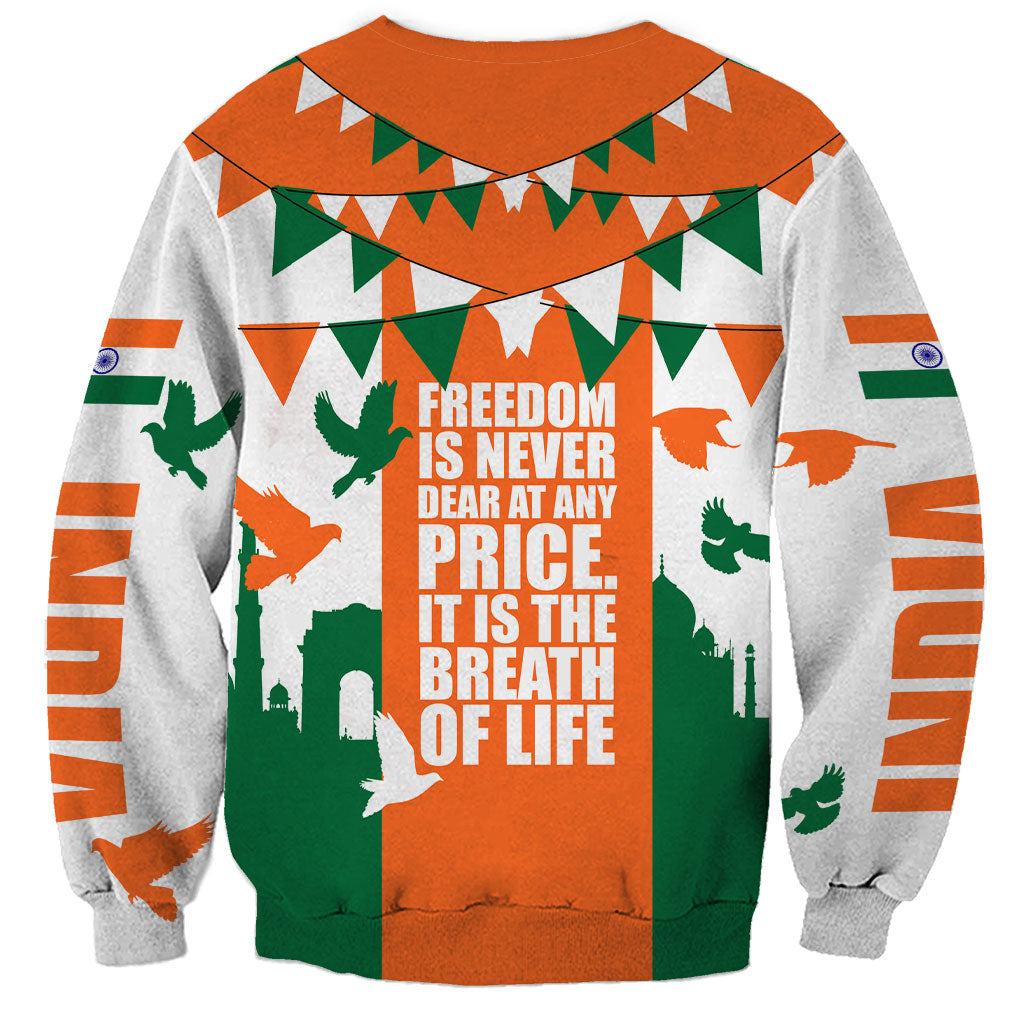 India Patriotic Freedom Sweatshirt Flag Colors Raised Fist Typography Graphic