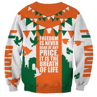 India Patriotic Freedom Sweatshirt Flag Colors Raised Fist Typography Graphic