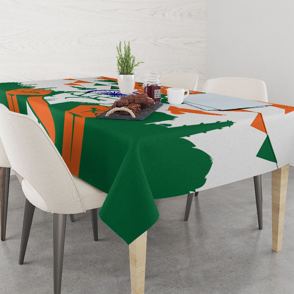 India Patriotic Freedom Tablecloth Flag Colors Raised Fist Typography Graphic