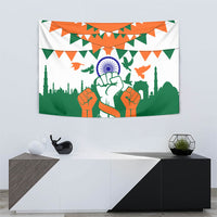 India Patriotic Freedom Tapestry Flag Colors Raised Fist Typography Graphic