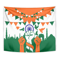 India Patriotic Freedom Tapestry Flag Colors Raised Fist Typography Graphic