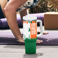 India Patriotic Freedom Tumbler With Handle Flag Colors Raised Fist Typography Graphic