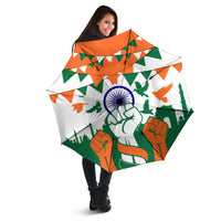 India Patriotic Freedom Umbrella Flag Colors Raised Fist Typography Graphic