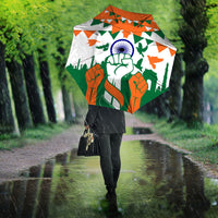 India Patriotic Freedom Umbrella Flag Colors Raised Fist Typography Graphic