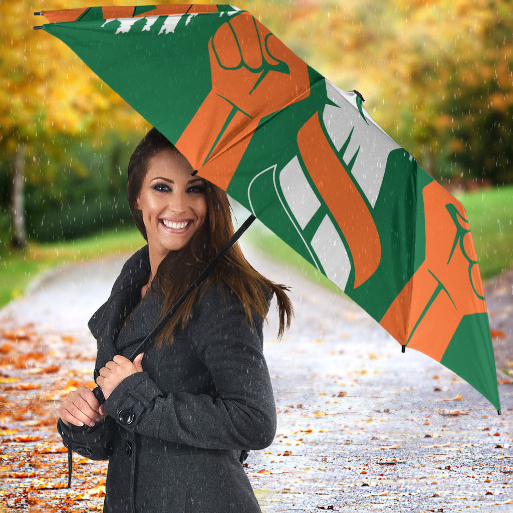 India Patriotic Freedom Umbrella Flag Colors Raised Fist Typography Graphic