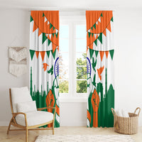 India Patriotic Freedom Window Curtain Flag Colors Raised Fist Typography Graphic