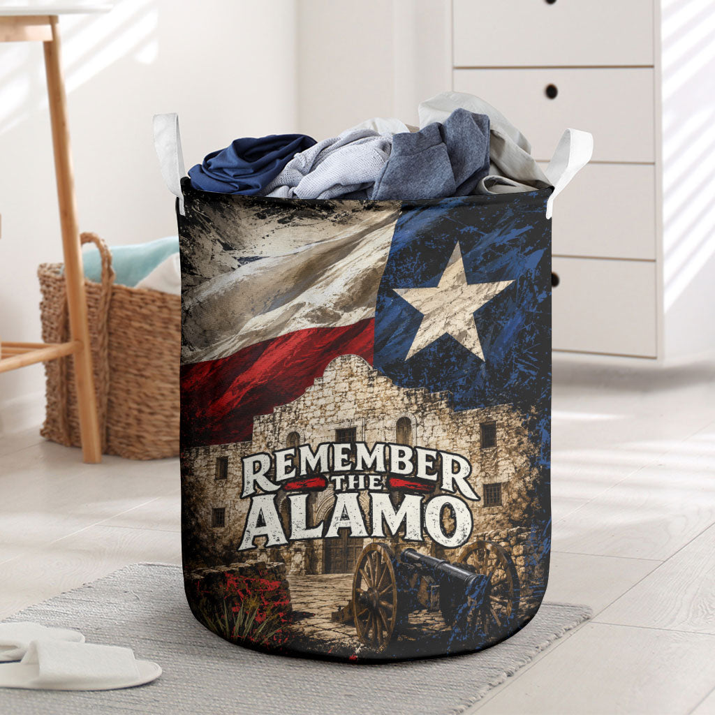 Remember The Alamo Texas Flag Laundry Basket Distressed Historical Texan Pride