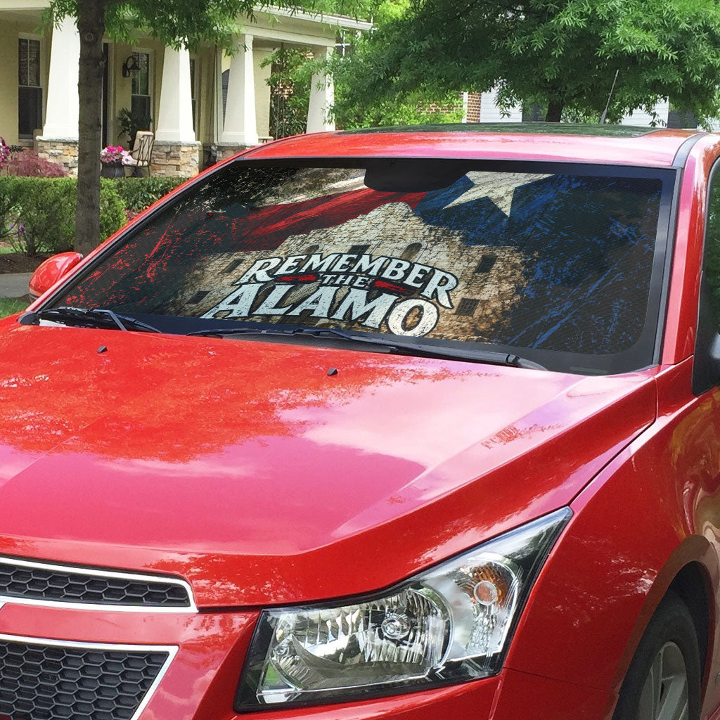Remember The Alamo Texas Flag Auto Sun Shade Distressed Historical Texan Pride