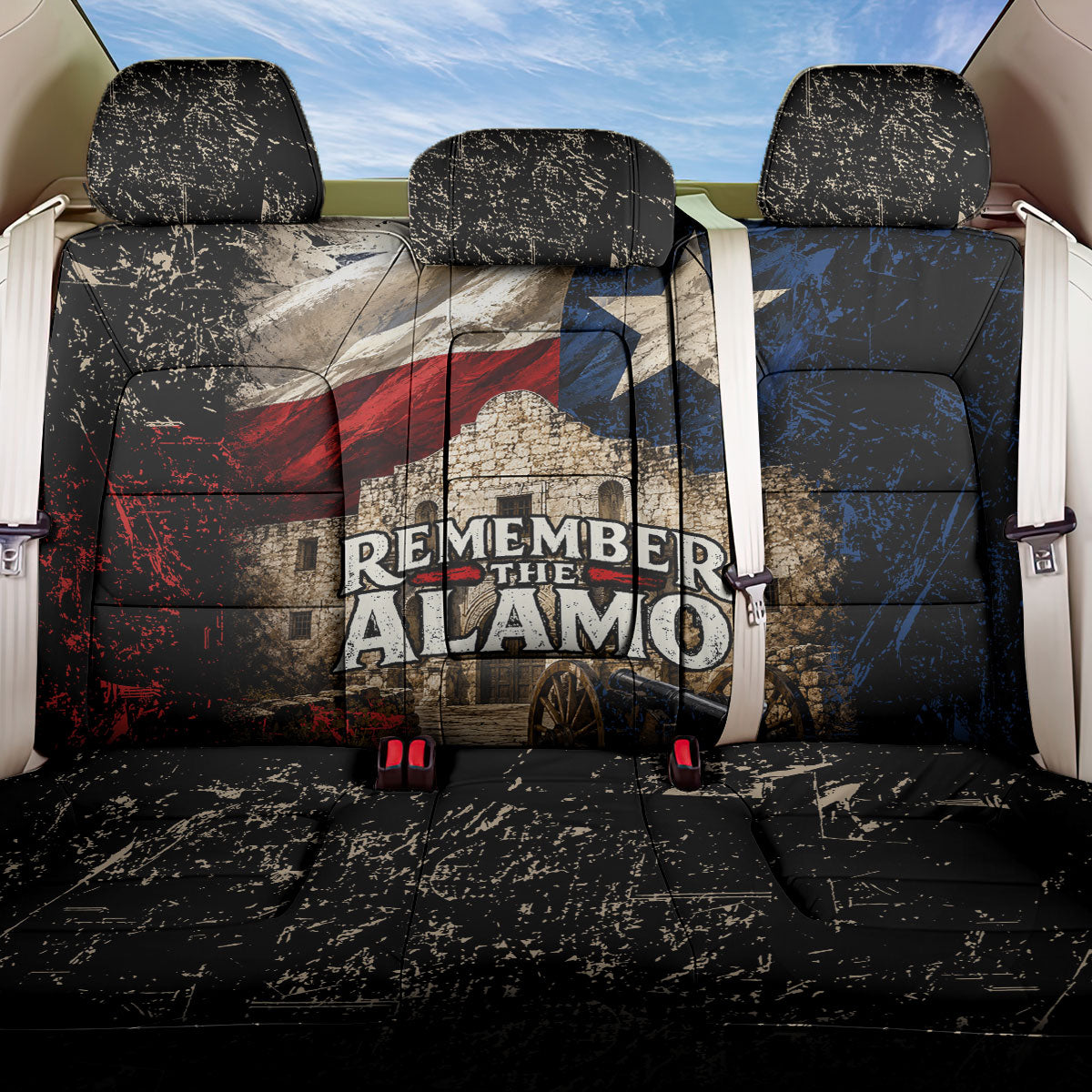 Remember The Alamo Texas Flag Back Car Seat Cover Distressed Historical Texan Pride
