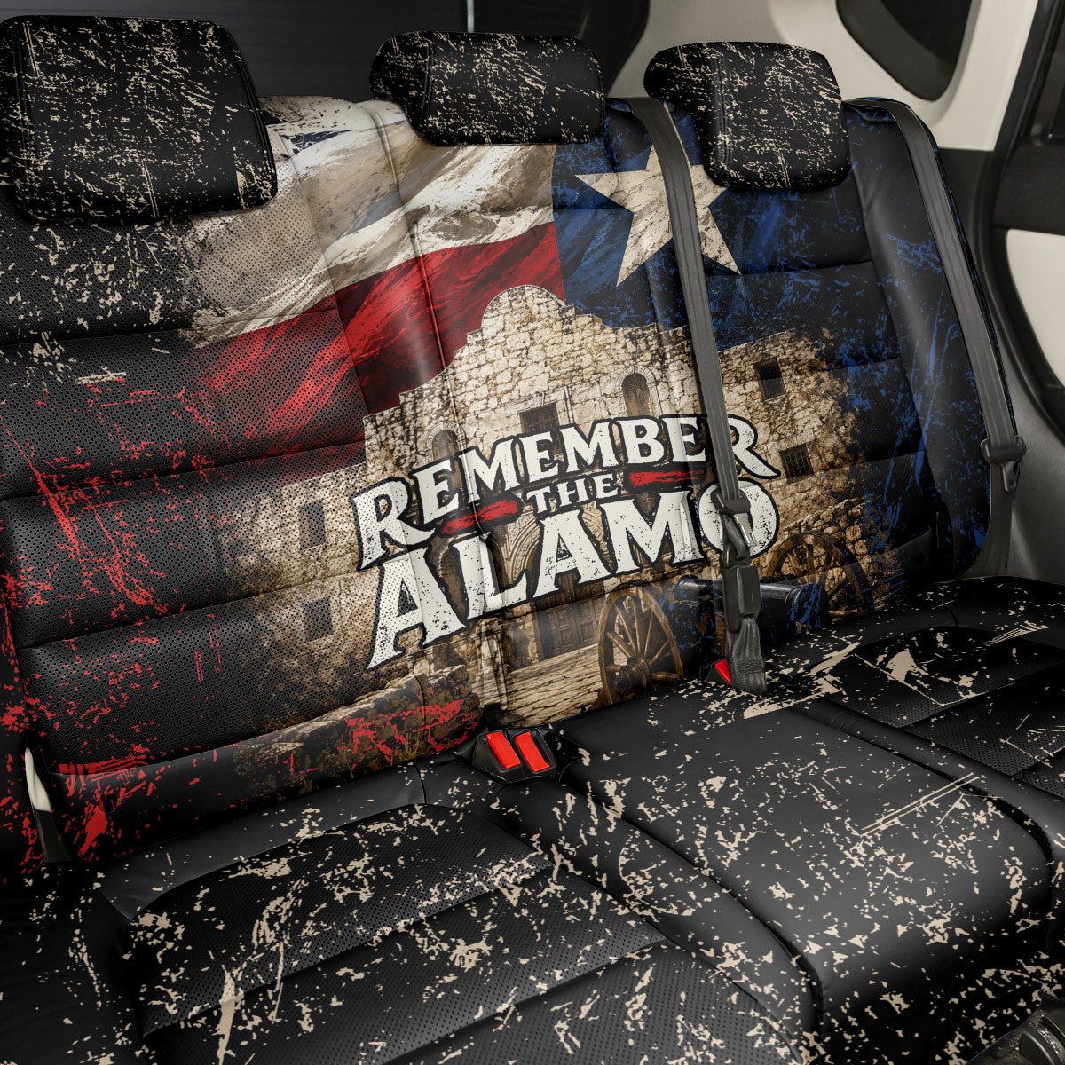 Remember The Alamo Texas Flag Back Car Seat Cover Distressed Historical Texan Pride