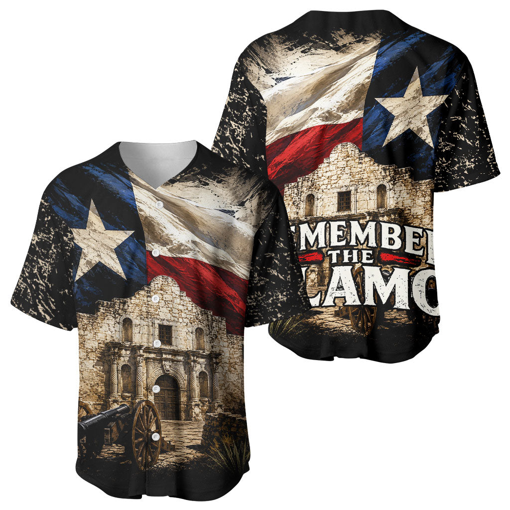 Remember The Alamo Texas Flag Baseball Jersey Distressed Historical Texan Pride