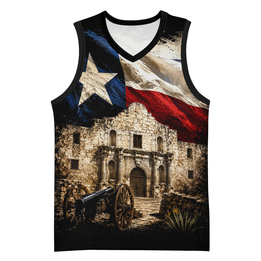Remember The Alamo Texas Flag Basketball Jersey Distressed Historical Texan Pride