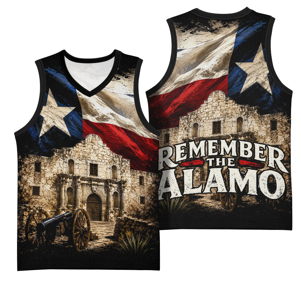 Remember The Alamo Texas Flag Basketball Jersey Distressed Historical Texan Pride