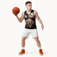 Remember The Alamo Texas Flag Basketball Jersey Distressed Historical Texan Pride