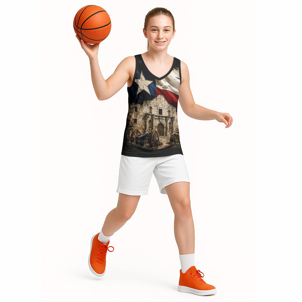 Remember The Alamo Texas Flag Basketball Jersey Distressed Historical Texan Pride