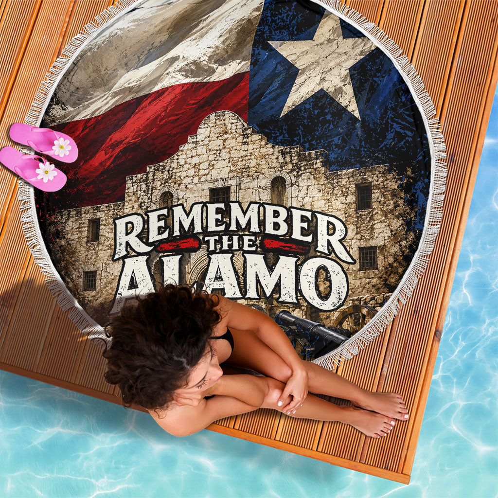 Remember The Alamo Texas Flag Beach Blanket Distressed Historical Texan Pride