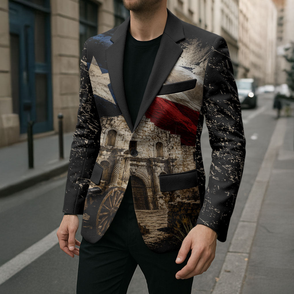 Remember The Alamo Texas Flag Blazer Distressed Historical Texan Pride