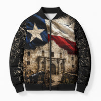 Remember The Alamo Texas Flag Bomber Puffer Jacket Distressed Historical Texan Pride