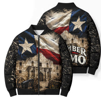 Remember The Alamo Texas Flag Bomber Puffer Jacket Distressed Historical Texan Pride