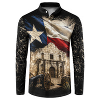 Remember The Alamo Texas Flag Button Sweatshirt Distressed Historical Texan Pride